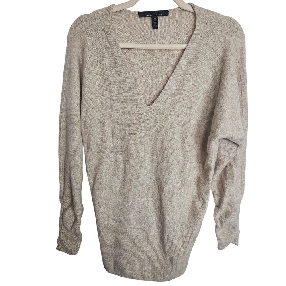 White House Black Market Wool Blend V-Neck Sweater XS Quiet Luxury Career Corp